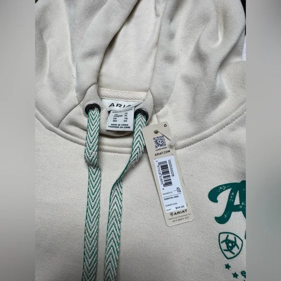 Ariat Cream Hoodie with Green Accents - Picture 2 of 2